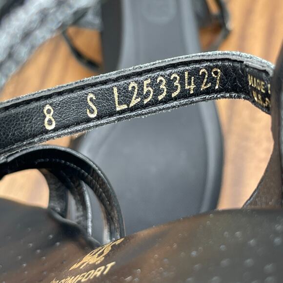 SAS Tripad Sandals Womens 8S AAA Black Patent Leather Wedge Sling Back Strappy - Picture 8 of 8